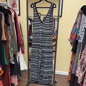 Free People Striped Sleeveless Maxi Jumpsuit - Black & Gray